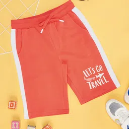 Pantaloons Junior Cotton Lets Go Travel Text Printed Shorts - Hot Coral-picture-16