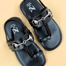 The Madras Trunk Knot & Horsebit Alloy Metal Detailed Sandals - Black-picture-14