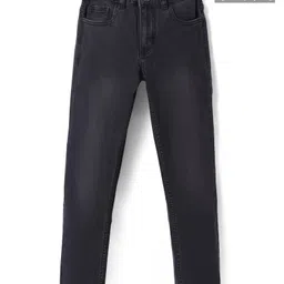 Pine Kids Woven Full Length Solid Washed Denim Jeans - Black-image-63
