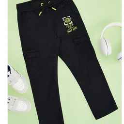 Pantaloons Junior Cotton Pocket &Typography Printed Trousers - Black-picture-21
