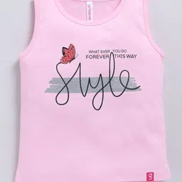 giniekids Cotton Blend Sleeveless Style Text Printed Vest - Pink-picture-23