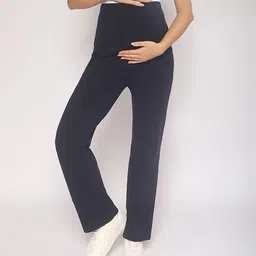 MomToBe Cotton Knitted Solid Maternity Track Pants- Navy Blue-picture-13