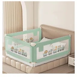 Kids Station Foldable Bed Safety Rail with Storage Pocket 3 Side, Green(180 x 150 cm, Height 80 cm) Adjustable Guard for Queen Size Bed (6ft x 5ft), Patently Crafted-image-35