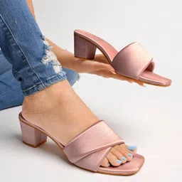 Shoetopia Solid Heeled Sandals - Mauve-image-67
