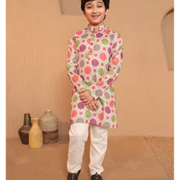AJ Dezines Cotton Woven Full Sleeves Bandhani Printed Kurta Pyjama Set - Multi Colour-picture-29