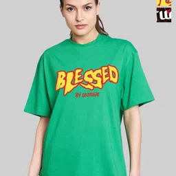 Leotude Women Typography Printed Round Neck Cotton Oversized T-shirts-picture-24