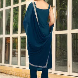 Janasya Women Ethnic Motifs Printed Regular Kurta with Trousers & With Dupatta image 4