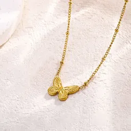 Jewels Galaxy Stainless Steel Gold-Plated Butterfly Shaped Pendants with Chains-picture-29