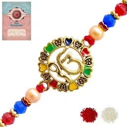 MEIRA JEWELLERY Set Of 1 Rakhi With Roli Chawal & Greetings Card Set-picture-15