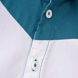 Babyhug Cotton Woven Full Sleeve Cut & Sew Shirt Solid Colour - Green White & Brown image 4