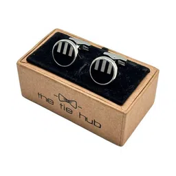 The Tie Hub Men Mother of Pearl Design Rhodium-Plated MOP Round Cufflinks image 3