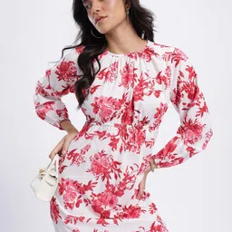 glitchez Floral Styled Back A-Line Mini Dress-image-77