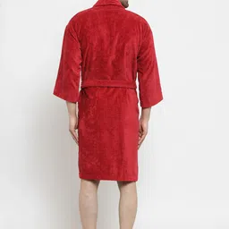 MYTRIDENT Men Red Solid Comfort Medium Bath Robe image 4