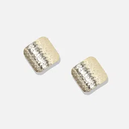 Sohi Dented Textured Square Golden Stud Earrings for Women & Girls image 4