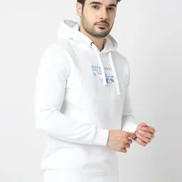 Spykar White Regular Fit Hooded Sweatshirt image 4