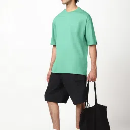 Bewakoof Green Oversized Solid T-Shirt image 4