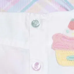 Peppermint Girls White & Pink Cotton Checks Dungaree Set image 5