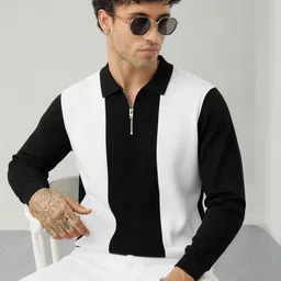 Try This Colourblocked Polo Collar T-shirt-image-58
