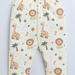 Bumzee Kids Cream Cotton Printed Full Sleeves Jabla Set image 4