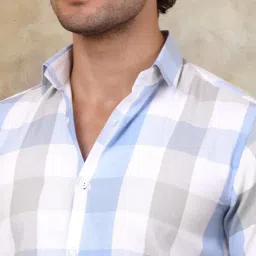 Indian Needle Blue Ragular Fit Checks Shirt image 4