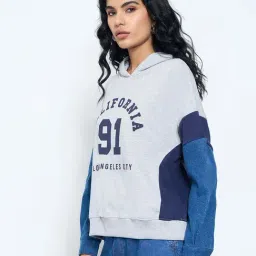 Sf Jeans By Pantaloons Grey Comfort Fit Printed Hoodie image 3