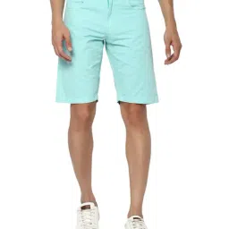 Allen Solly Jeans Sky Blue Cotton Slim Fit Shorts-picture-21