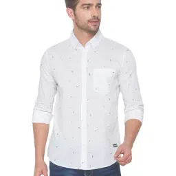 Spykar White Cotton Slim Fit Printed Shirt-picture-23