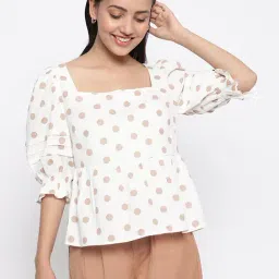 Fabindia White Cotton Printed Top-image-24