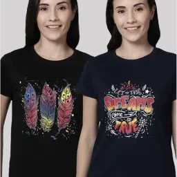 Kryptic Navy & Black Printed Cotton T-Shirt - Pack of 2-picture-29