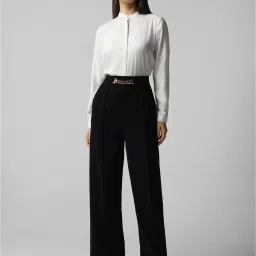 Van Heusen Black Regular Fit Mid Rise Trousers image 4