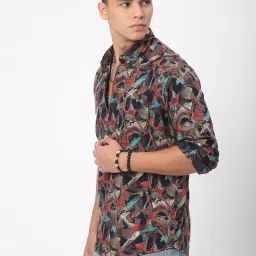 VASTRADO Core Fashion Black Regular Fit Printed Shirt image 4