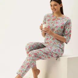 Clt.S Blue Cotton Regular Fit Printed Pyjamas Set image 4