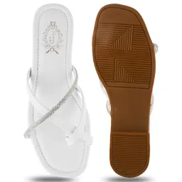 Shoetopia Women's White Toe Ring Sandals image 4