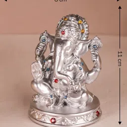 Art Street Polyresin Silver Ganesh Ji Statue Showpiece Idol image 4