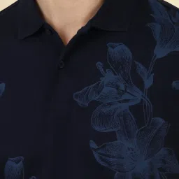 Allen Solly Navy Cotton Regular Fit Printed Polo T-Shirt image 4