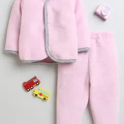Bumzee Girls Pink Textured Full Sleeves Jabla with Pyjamas-image-41
