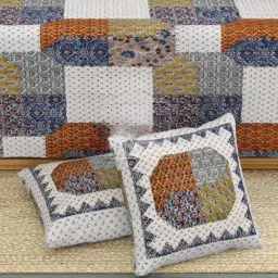 Living Roots Printed Blue 300 TC Cotton Single Diwan - Set of 8 image 4