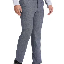Park Avenue Blue Regular Fit Self Pattern Trousers image 4