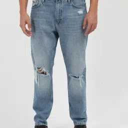 Calvin Klein Jeans Blue Cotton Regular Fit Distressed Jeans-picture-34