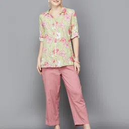 Melange by Lifestyle Sage Green & Pink Printed Kurti image 4