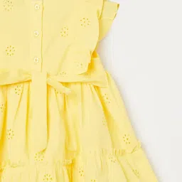 Juniors by Lifestyle Girls Yellow Cotton Embroidery Dress image 4