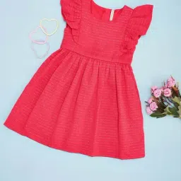 Pantaloons Junior Girls Raspberry Sorbet Striped Casual Dresses-image-61