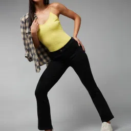 DOLCE CRUDO Black Denim Relaxed Fit High Rise Jeans image 4