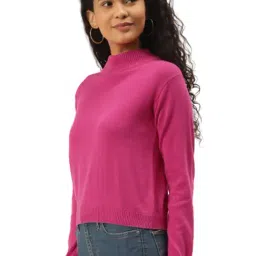 Style Quotient Pink Full Sleeves Sweater image 3