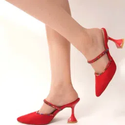 Scentra Women's Red Mule Shoes-image-27