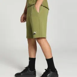 Puma Essentials Olive Green Cotton Regular Fit Sports Shorts image 3