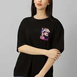 Moda Rapido Women Graphic Printed Round Neck Cotton Oversized T-shirt-image-33
