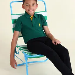 U.S. Polo Assn. Boys Green Cotton Solid Polo T-Shirt-picture-28