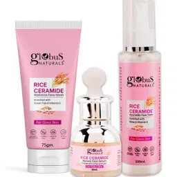 Globus Naturals Rice Ceramide Radiance Face Wash, Revival Face Serum & Ayurvedic Face Toner Combo-picture-40