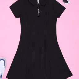 Pantaloons Junior Girls Black Cotton Solid Dress-image-99